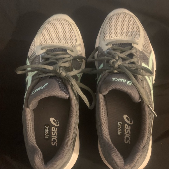 Asics Ortholite charcoal gray/ light grey and mint green. Women’s size 8 - Picture 5 of 5
